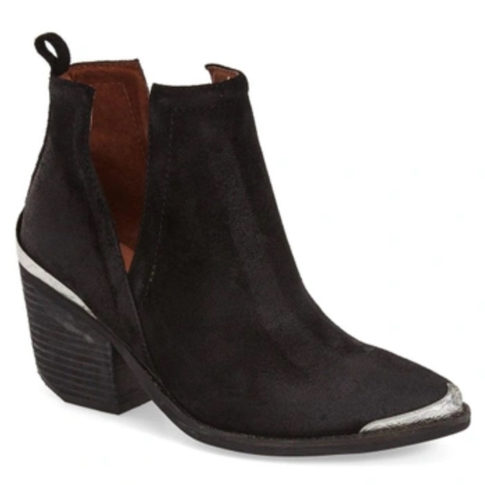 Jeffrey Campbell Cromwell Cutout Western Suede Bootie In Black Size 9